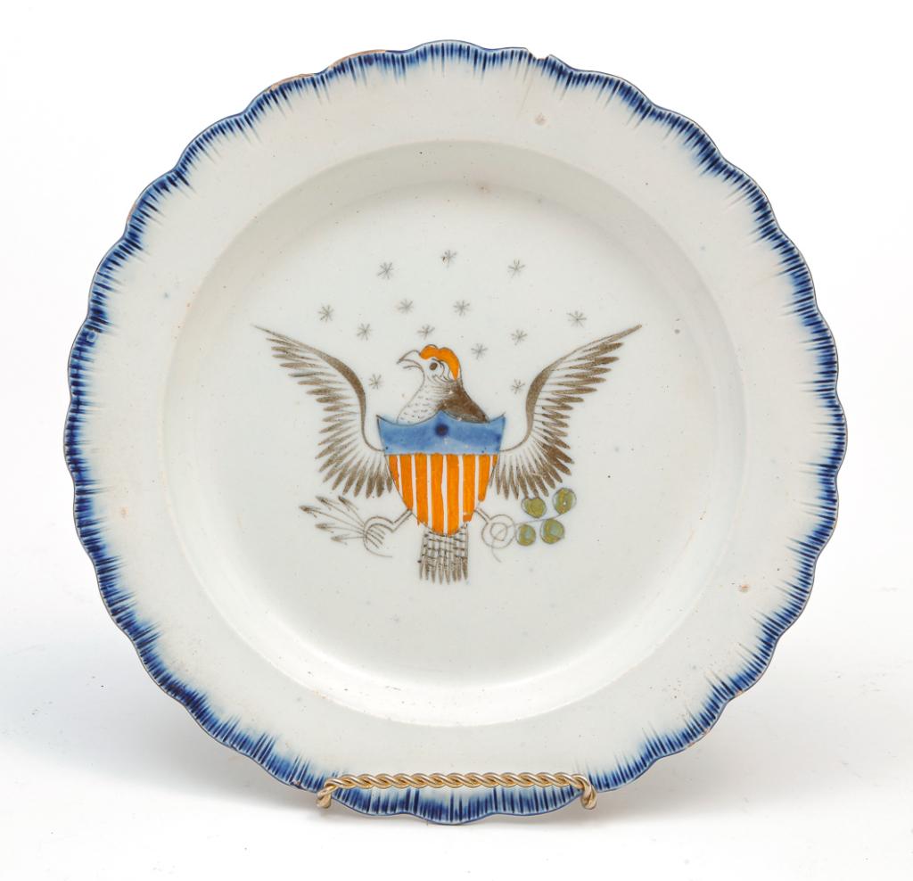 ENGLISH LEEDSWARE EAGLE PLATE. (1 of 3)