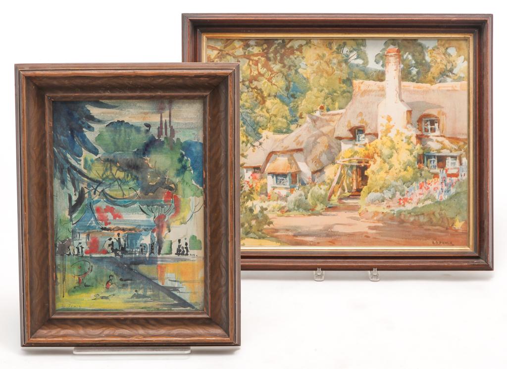 TWO WATERCOLOR PAINTINGS. (1 of 5)