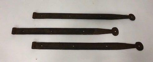 THREE AMERICAN WROUGHT IRON STRAP HINGES. (1 of 1)