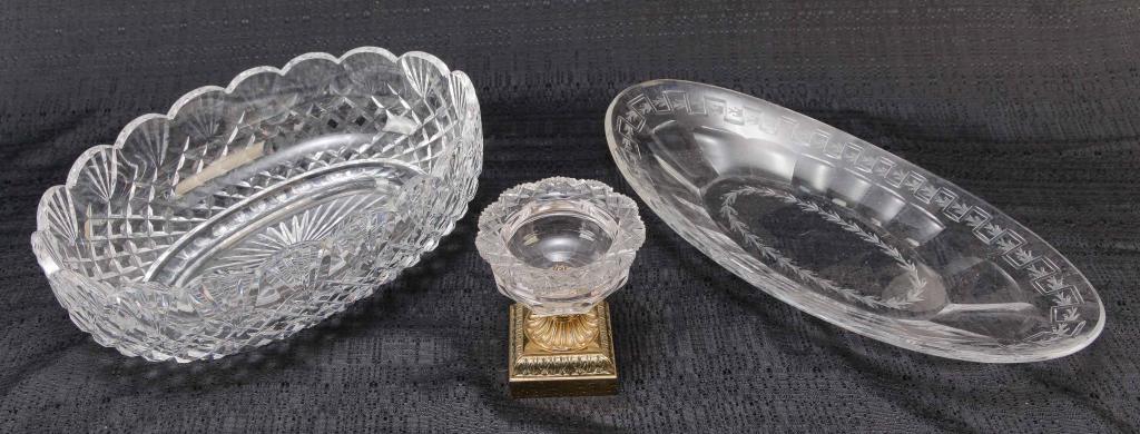 THREE PIECES OF CUT GLASS. (1 of 2)