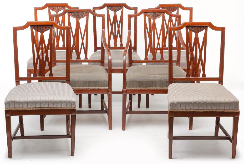 SEVEN AMERICAN HEPPLEWHITE STYLE CHAIRS. (1 of 4)