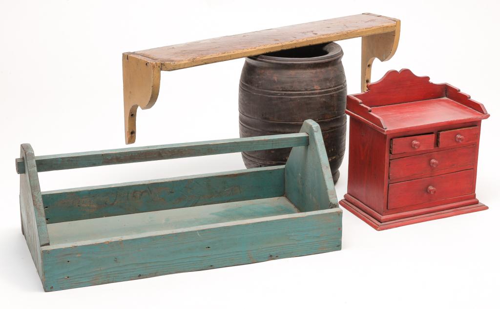 FOUR AMERICAN COUNTRY WOODEN PIECES. (1 of 4)