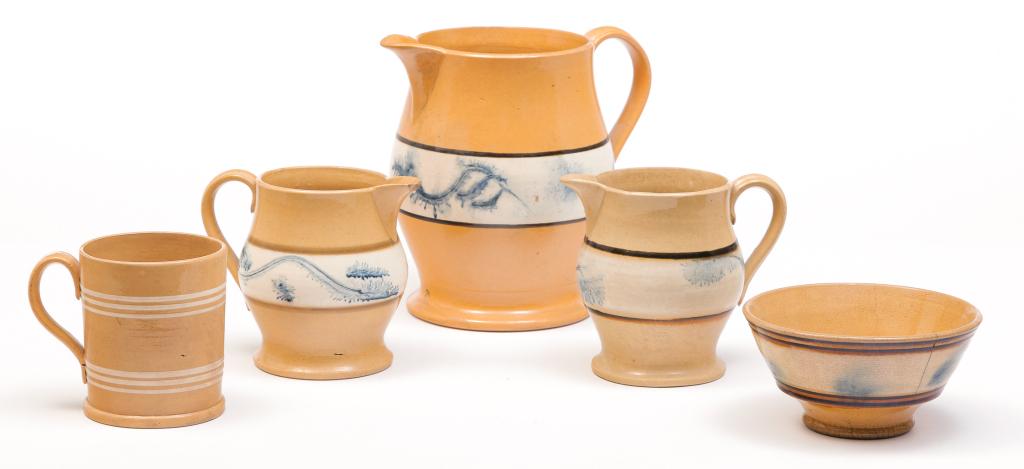 FIVE PIECES OF EAST LIVERPOOL OHIO YELLOWWARE. (1 of 4)