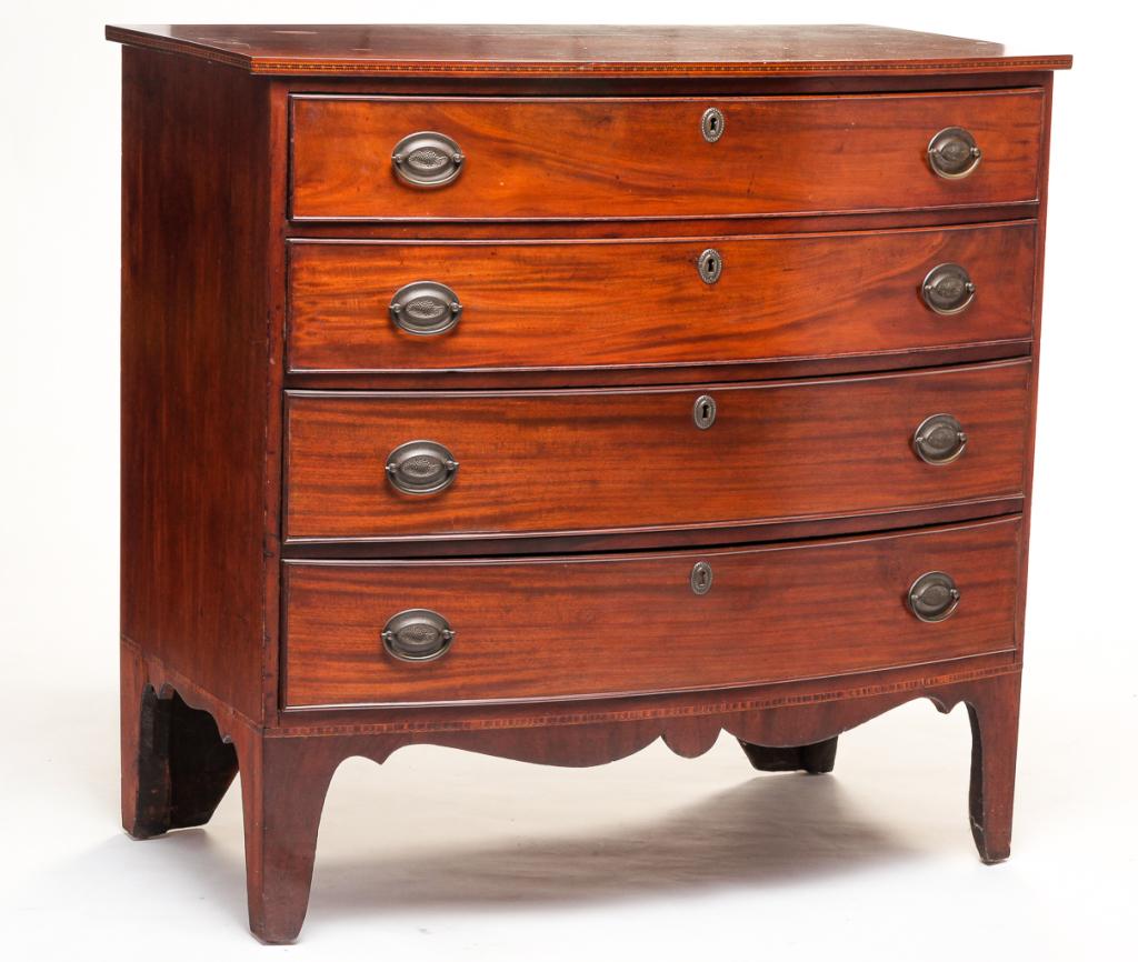 AMERICAN HEPPLEWHITE BOWFRONT CHEST. (1 of 4)