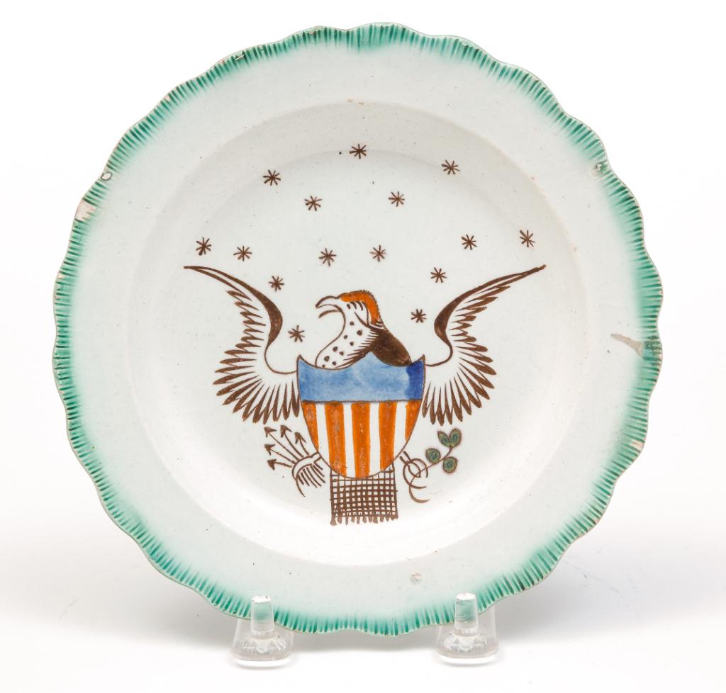 ENGLISH LEEDSWARE EAGLE PLATE. (1 of 2)