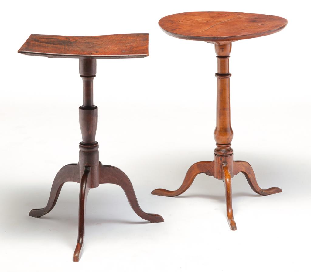 TWO AMERICAN CANDLE STANDS. (1 of 4)