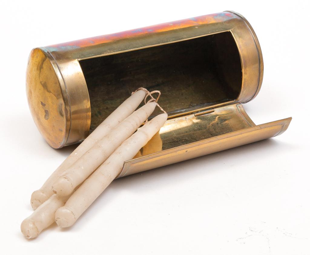 ENGLISH BRASS HANGING CANDLE BOX. (1 of 3)