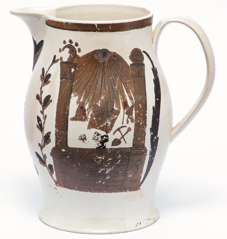 ENGLISH LIVERPOOL MASONIC PITCHER. (1 of 4)
