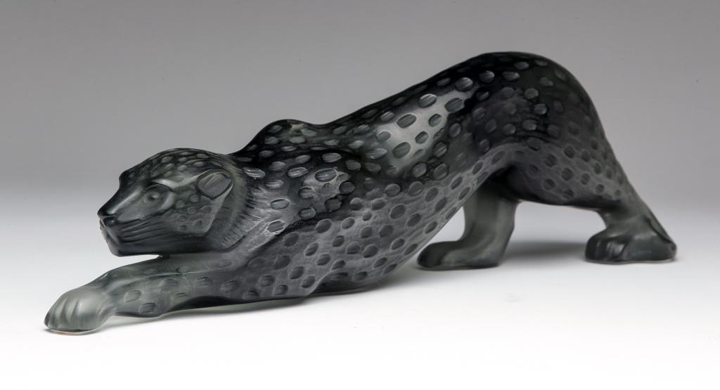 FRENCH "LALIQUE" GREY GLASS LEOPARD. (1 of 3)
