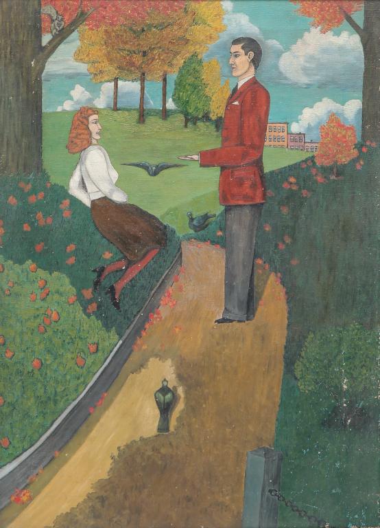 PAINTING OF COUPLE IN A PARK. (1 of 3)