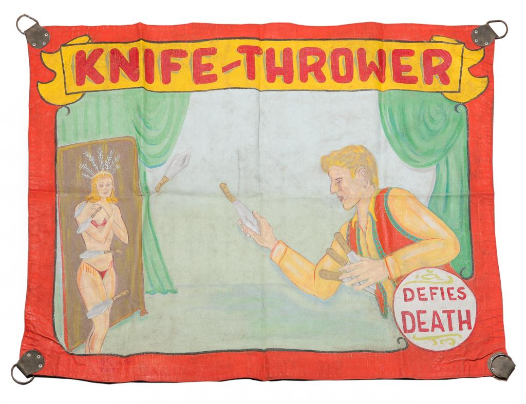 SIDE SHOW BANNER SIGNED "STEINMETZ". (1 of 3)