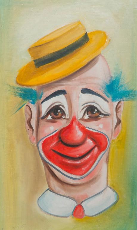 CLOWN PAINTING BY J. SIGLER. (1 of 3)