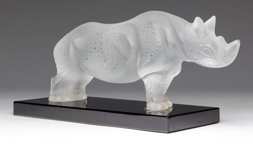 FRENCH "LALIQUE" GLASS RHINO. (1 of 3)