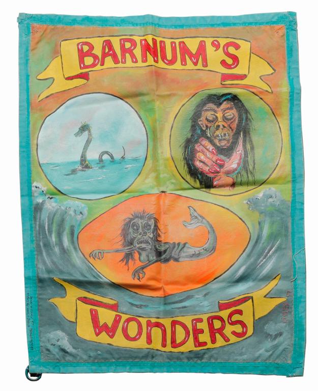 TWO SIDE SHOW BANNERS BY DOUG HIGLEY. (1 of 6)