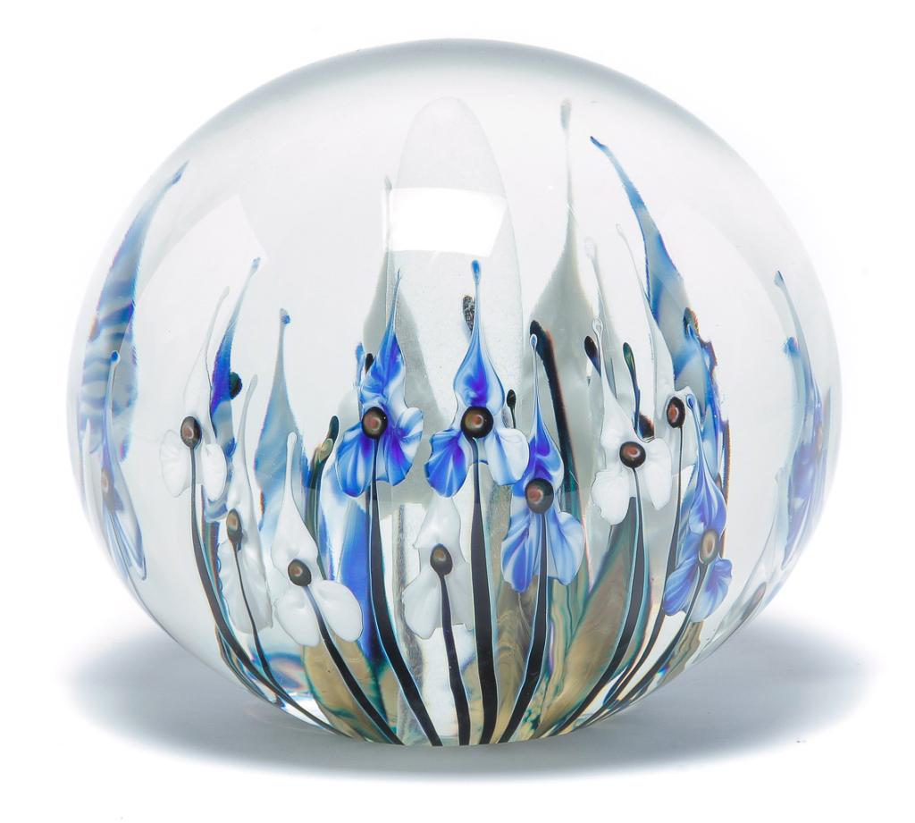 JOHN LOTTON ART GLASS MULTI-FLORA PAPERWEIGHT. (1 of 4)