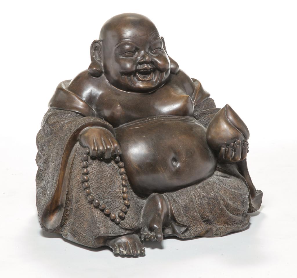 ASIAN BRONZE SEATED BUDDHA. (1 of 4)