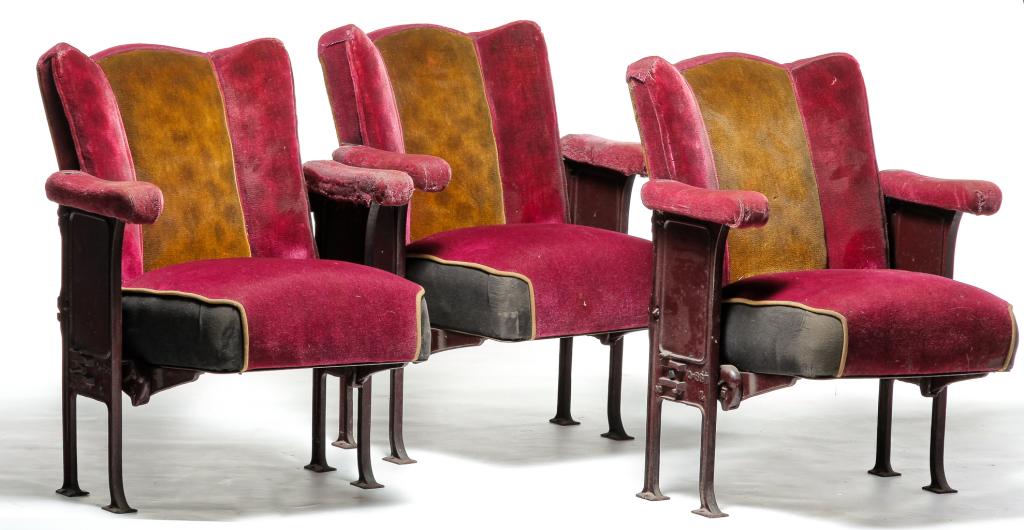 THREE AMERICAN THEATER SEATS. (1 of 4)