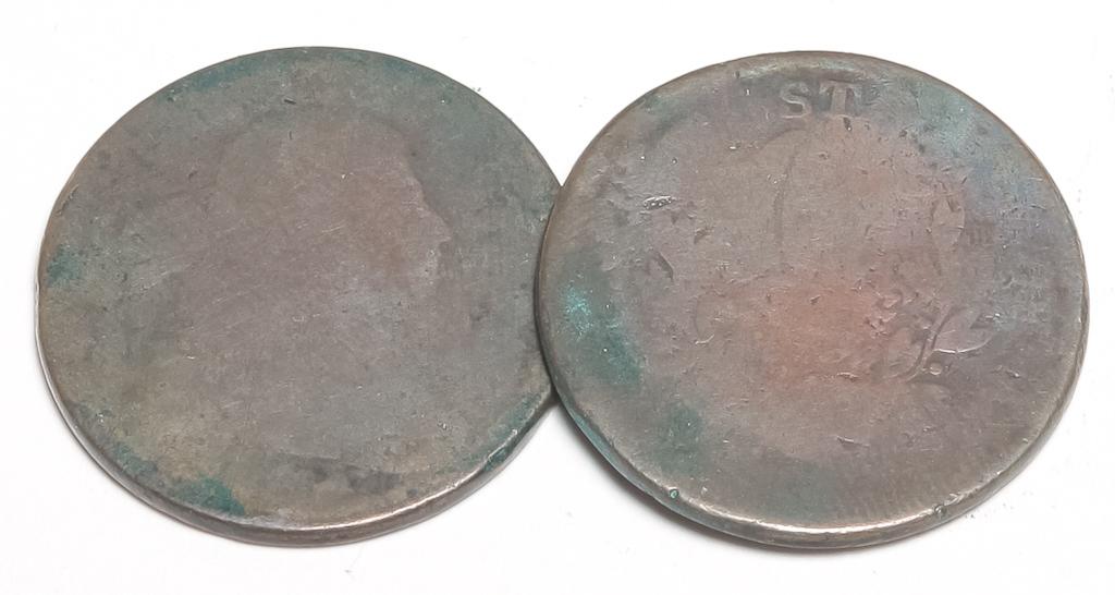 TWO DRAPED BUST LARGE CENTS (1 of 2)