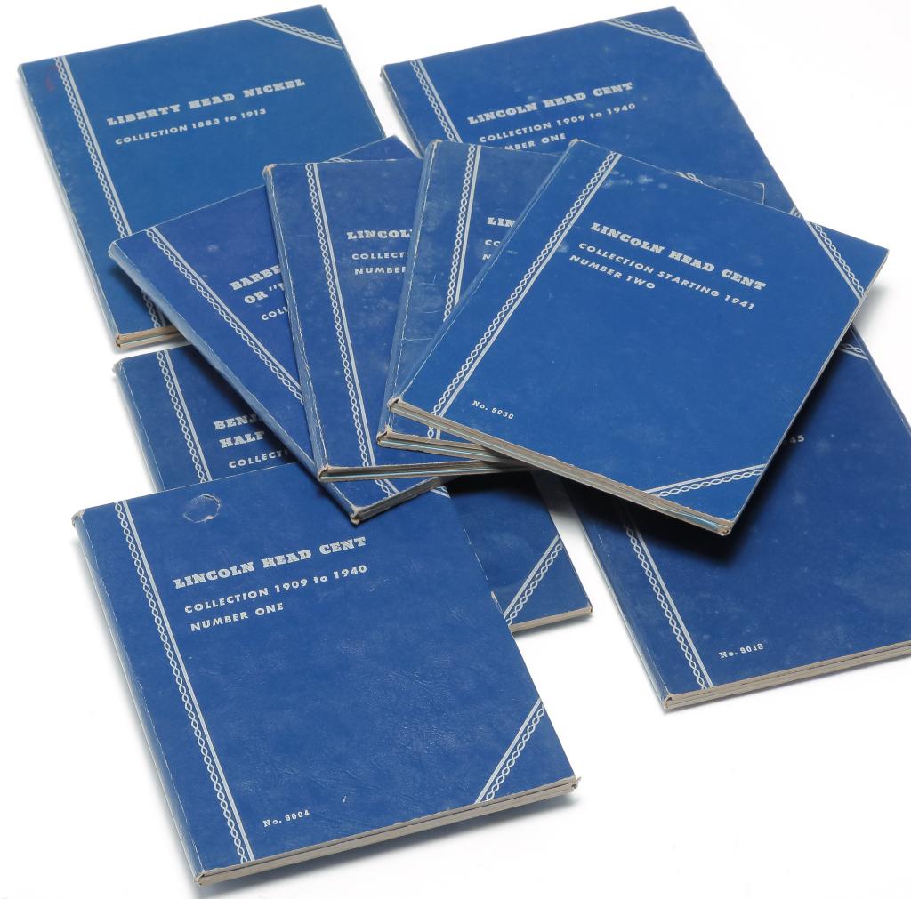 NINE COIN COLLECTION ALBUMS WITH COINS (1 of 4)