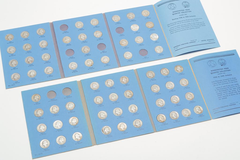 TWO WASHINGTON QUARTER ALBUMS WITH 66 SILVER COINS (1 of 4)