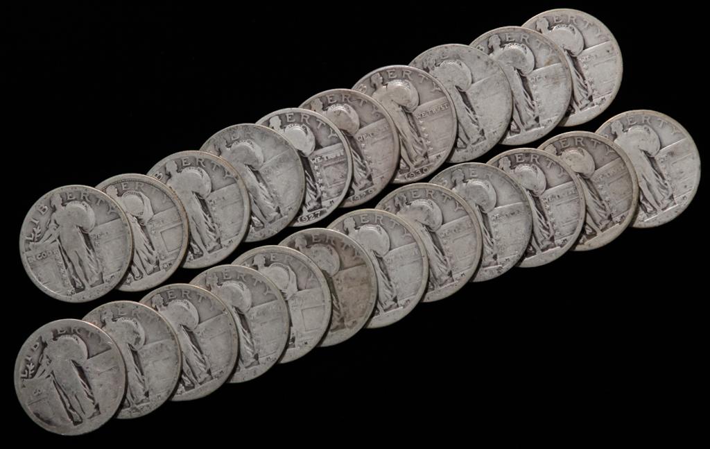 TWENTY-TWO STANDING LIBERTY SILVER QUARTERS (1 of 2)