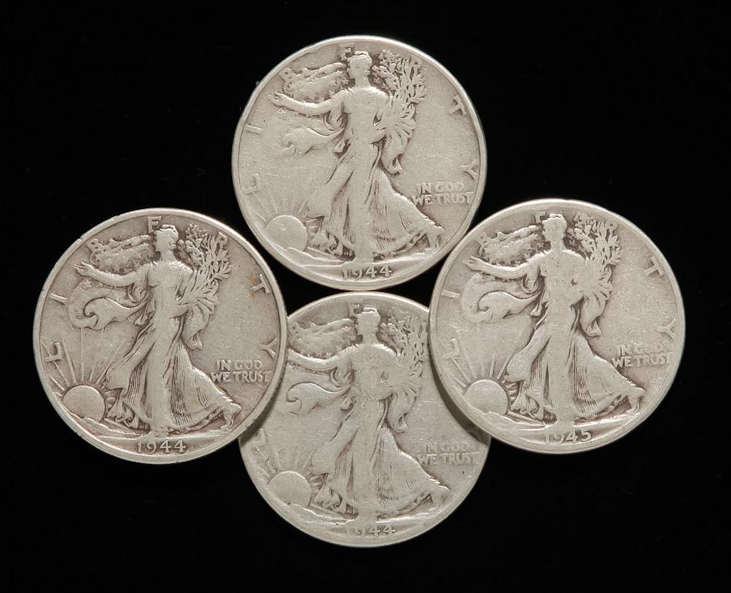 FOUR WALKING LIBERTY SILVER HALF DOLLARS (1 of 2)