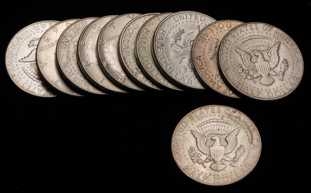 ELEVEN KENNEDY SILVER HALF DOLLARS (1 of 2)