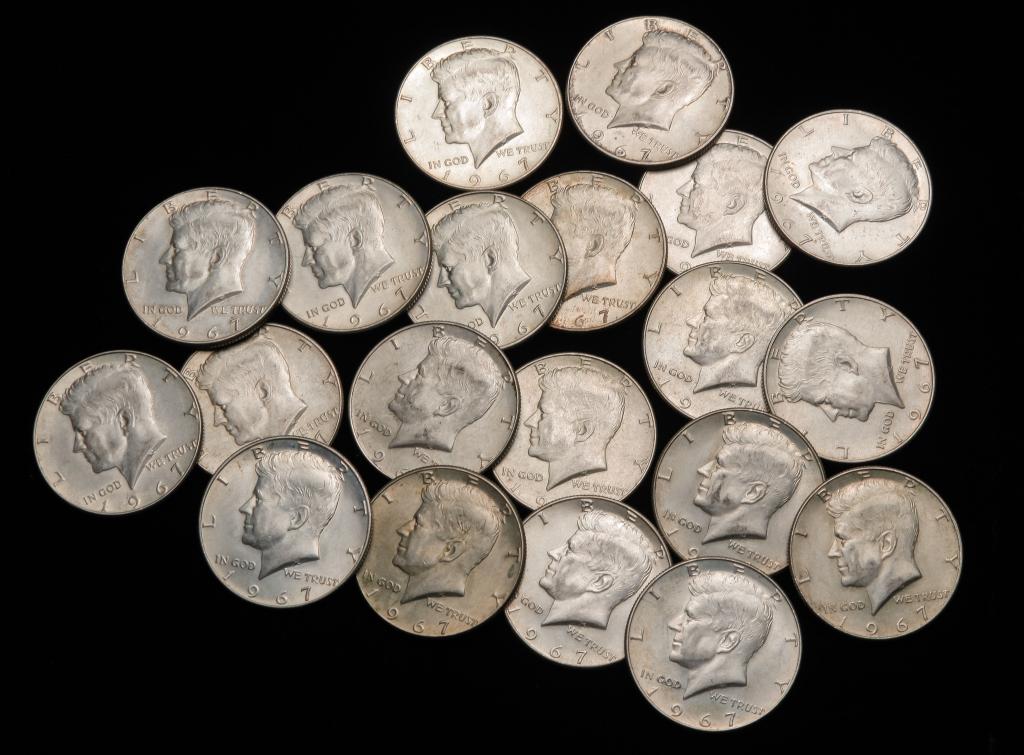 TWENTY 1967 KENNEDY HALF DOLLARS (1 of 2)