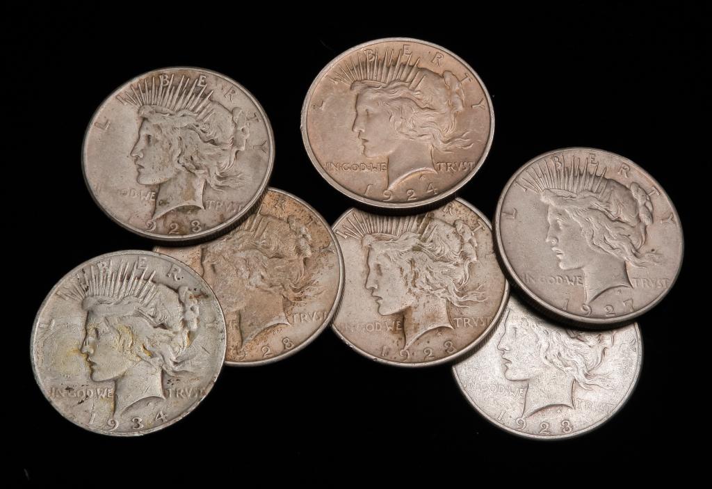 SEVEN PEACE SILVER DOLLARS (1 of 2)