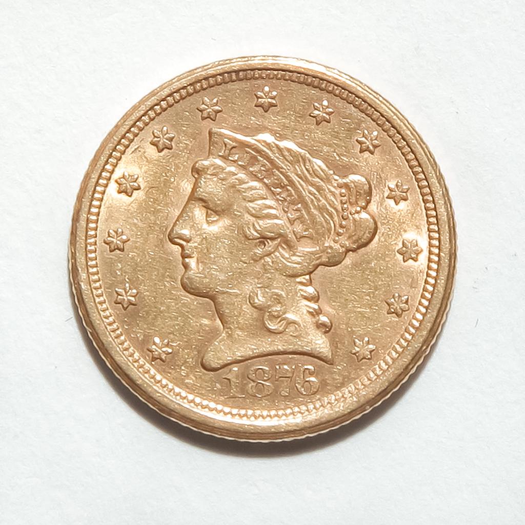 1876-S LIBERTY HEAD QUARTER EAGLE $2.5 GOLD COIN (1 of 2)