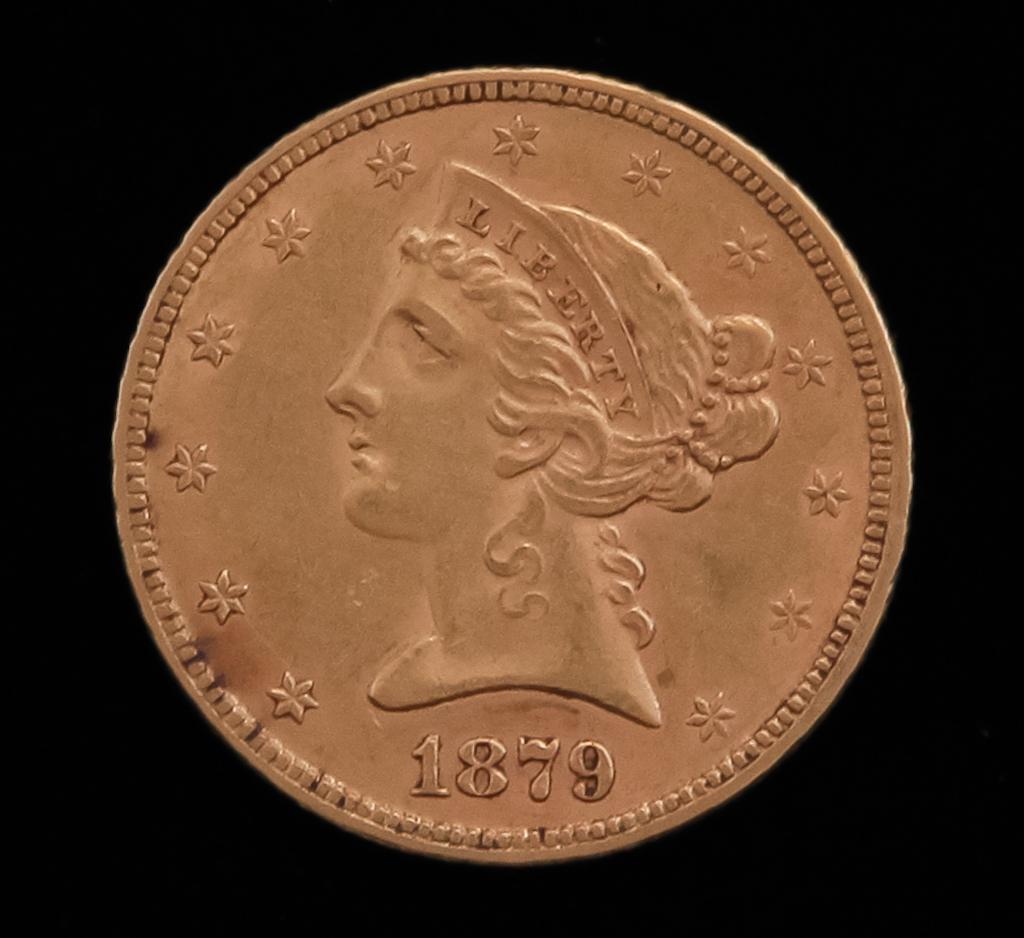 1879 $5 LIBERTY HEAD GOLD HALF EAGLE COIN (1 of 2)
