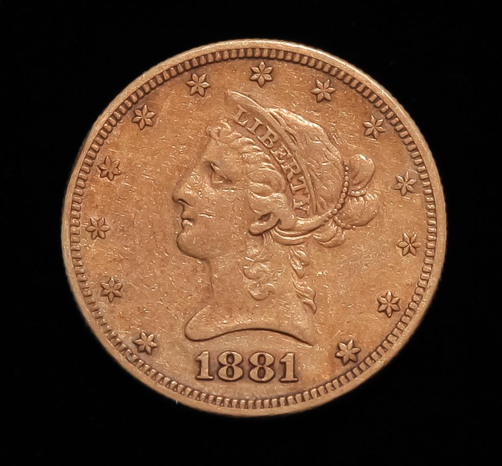1881-S $10 LIBERTY HEAD GOLD EAGLE COIN (1 of 3)