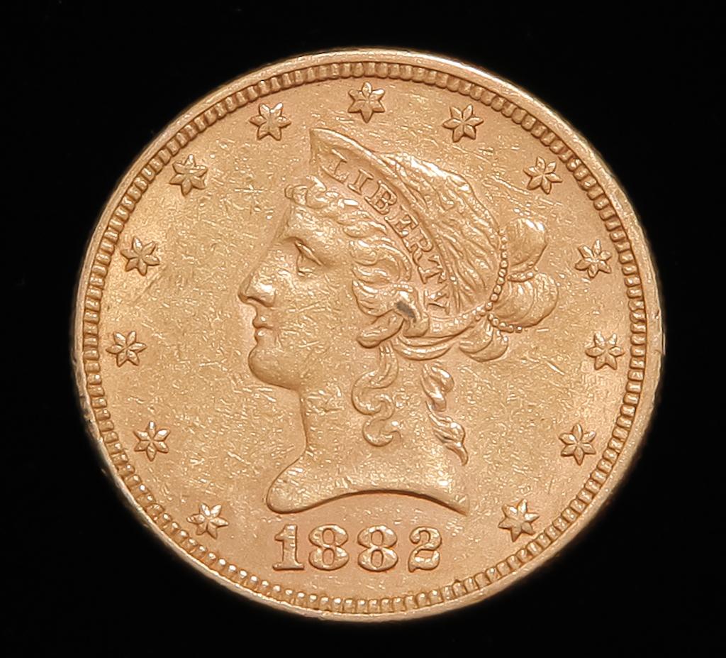1882 $10 LIBERTY HEAD GOLD EAGLE COIN (1 of 3)