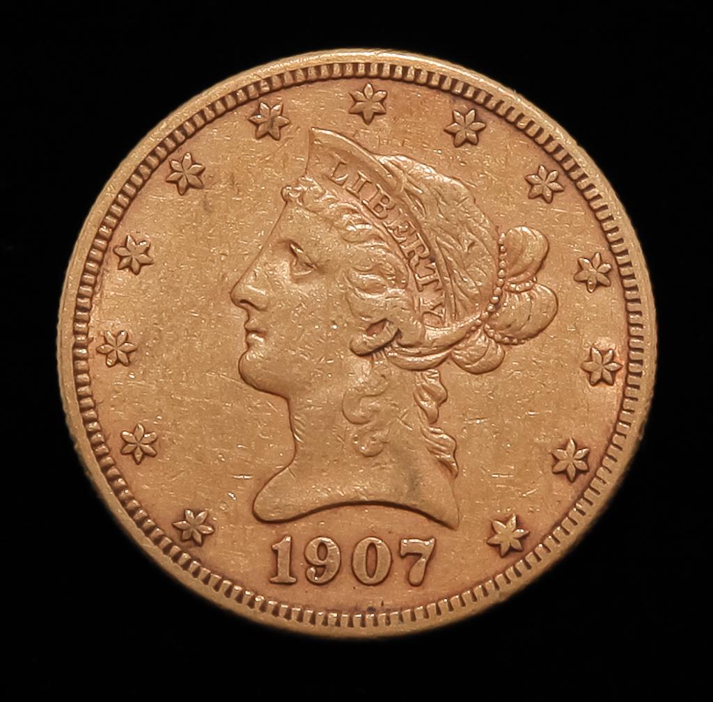 1907-S $10 LIBERTY HEAD GOLD EAGLE COIN (1 of 2)