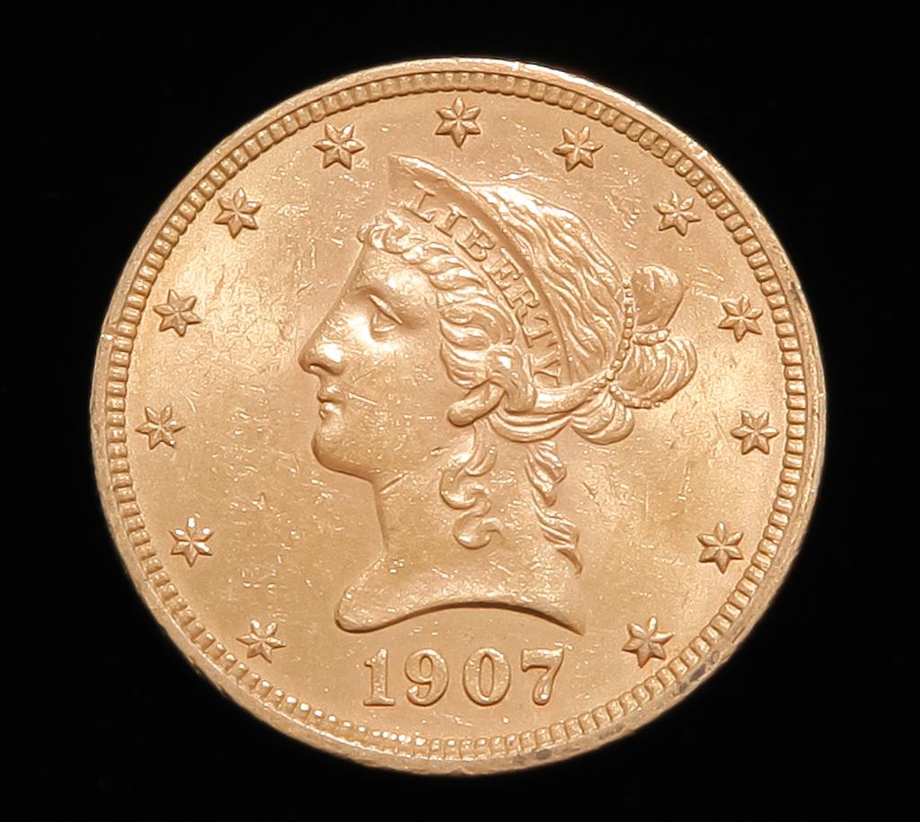 1907 $10 LIBERTY HEAD GOLD EAGLE COIN (1 of 3)