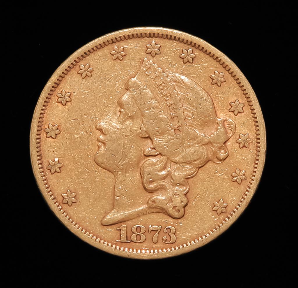 1873 $20 LIBERTY HEAD GOLD DOUBLE EAGLE COIN (1 of 2)