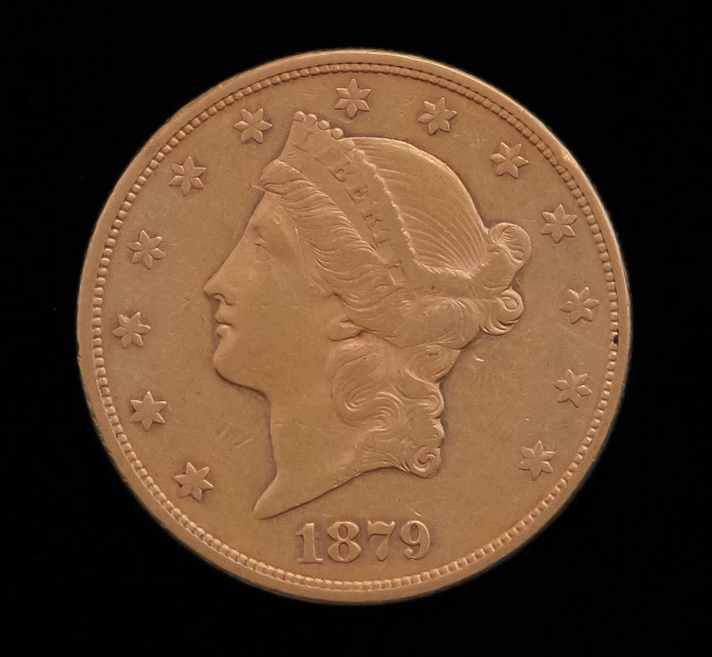 1879-S $20 LIBERTY HEAD GOLD DOUBLE EAGLE COIN (1 of 2)