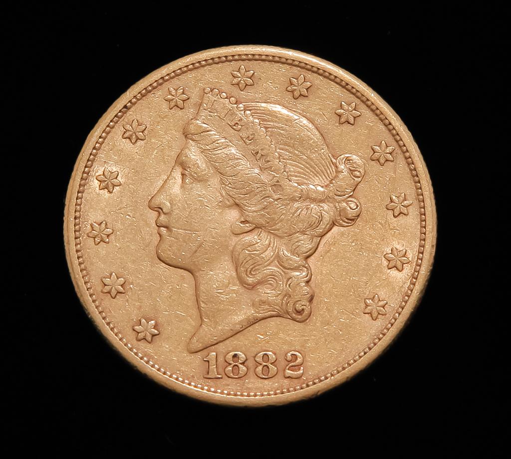1882-S $20 LIBERTY HEAD GOLD DOUBLE EAGLE COIN (1 of 2)