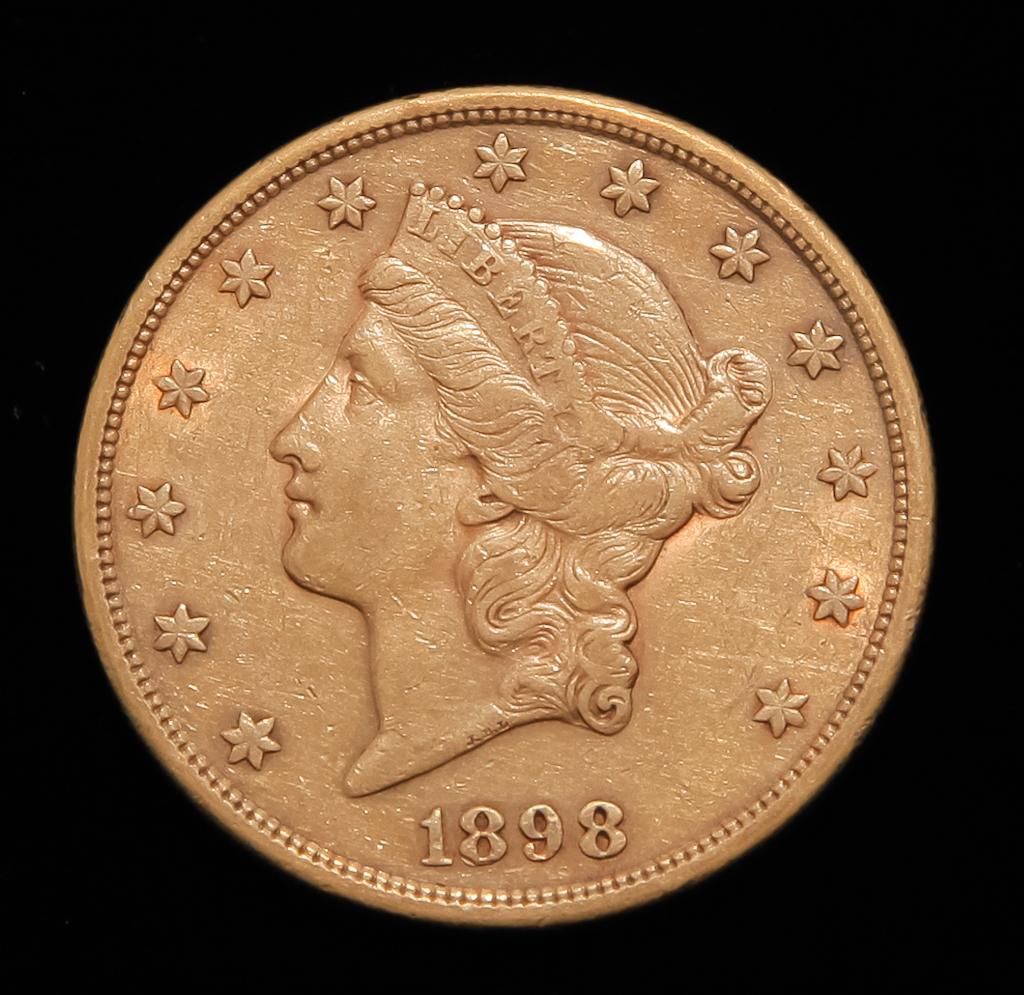 1898-S $20 LIBERTY HEAD GOLD DOUBLE EAGLE COIN (1 of 2)