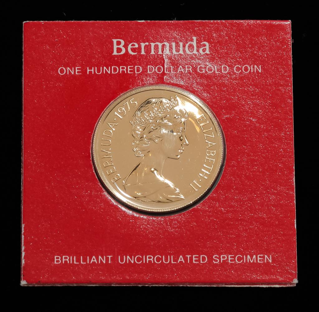 1975 BERMUDA ELIZABETH II $100 GOLD PROOF COIN (1 of 2)