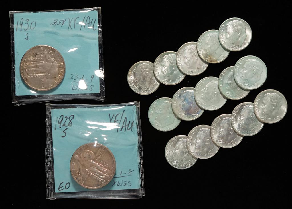 GROUP OF SILVER DIMES AND QUARTERS (1 of 3)