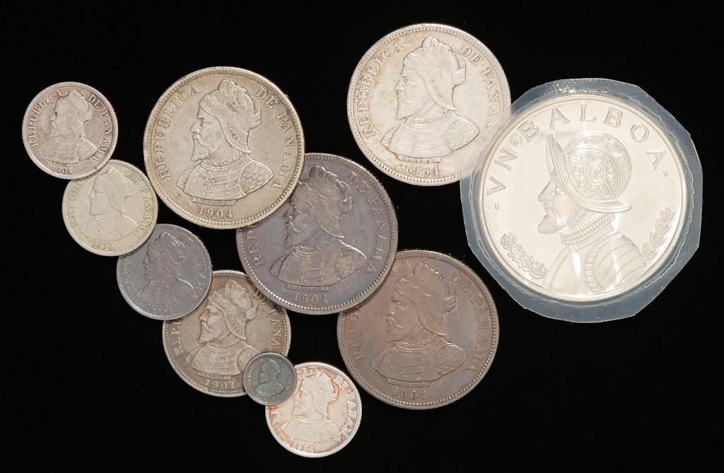 ELEVEN SILVER PANAMANIAN COINS (1 of 3)