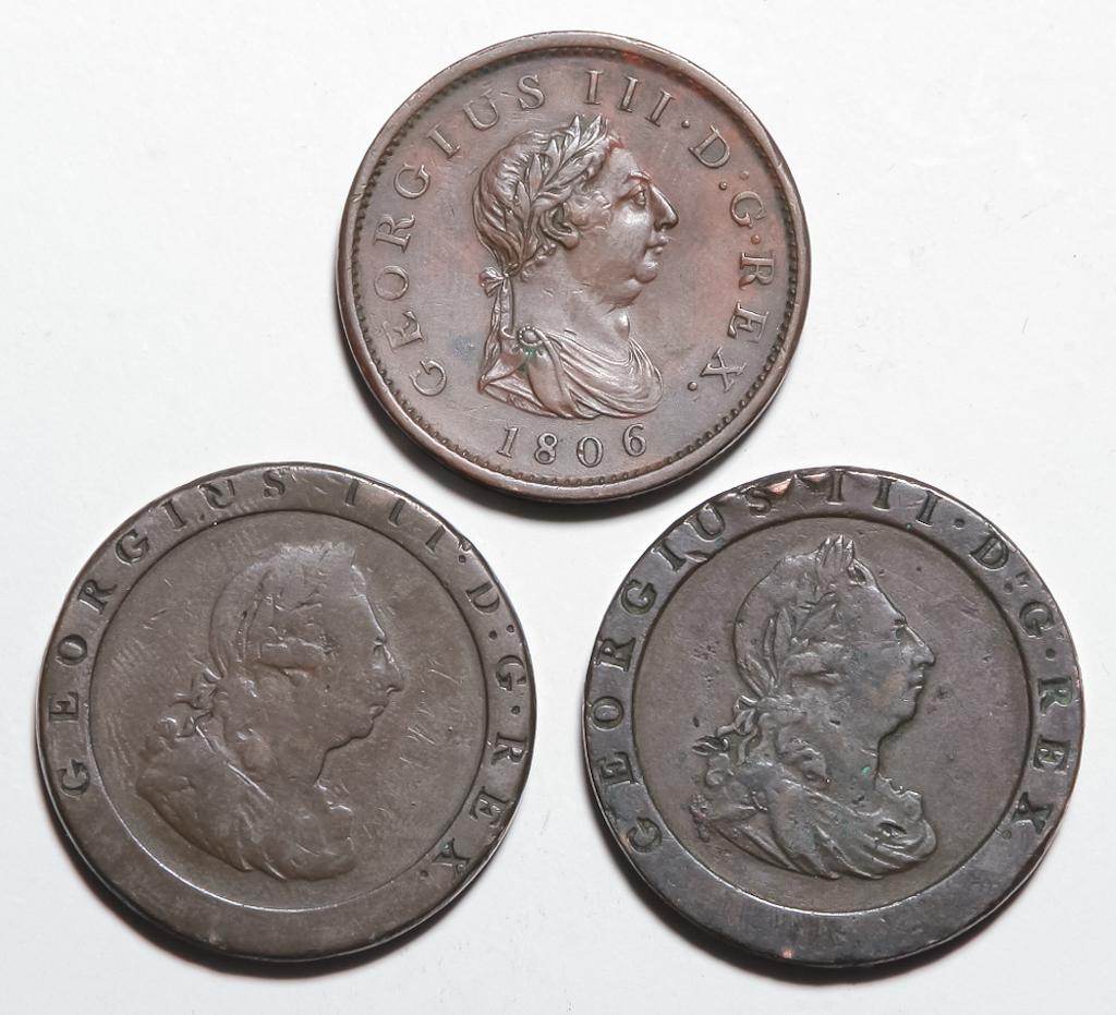 THREE EARLY BRITISH COPPER PENNIES (1 of 2)