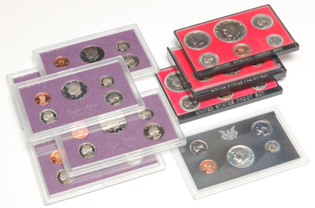 NINE U.S. MINT PROOF SETS (1 of 3)