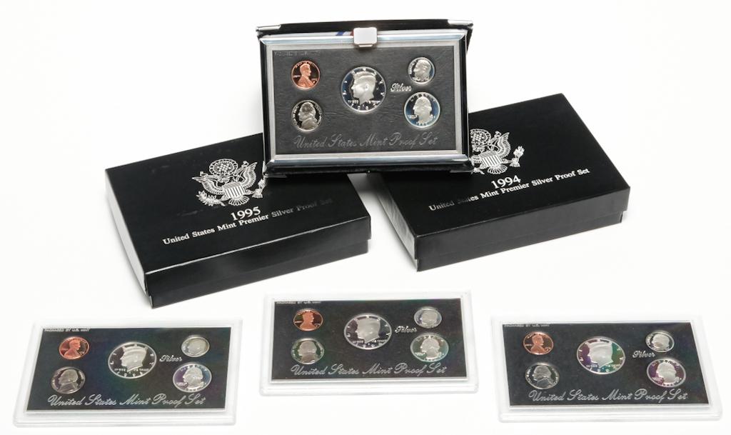 SIX SILVER PROOF SETS INCLUDING PREMIER SETS (1 of 1)