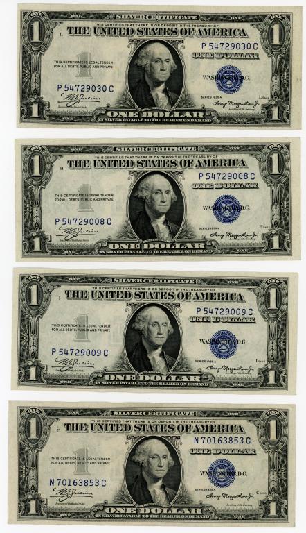 FOURTEEN SERIES 1935 A $1 SILVER CERTIFICATE NOTES (1 of 8)