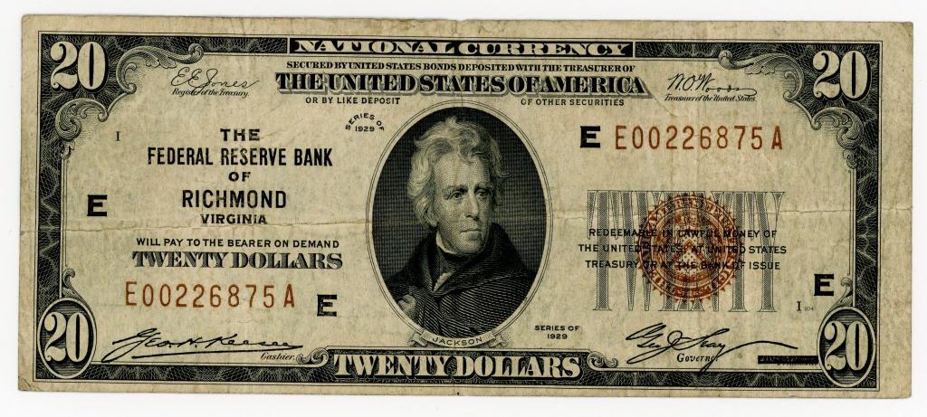 1929 $20 NATIONAL CURRENCY RICHMOND VA BANK NOTE (1 of 2)
