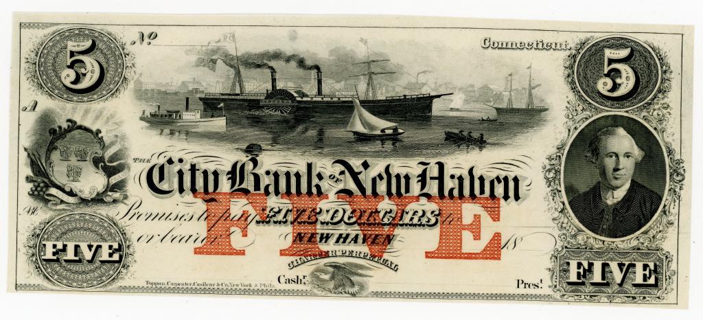 CONNECTICUT, NEW HAVEN $5 DOLLAR BANK NOTE (1 of 2)