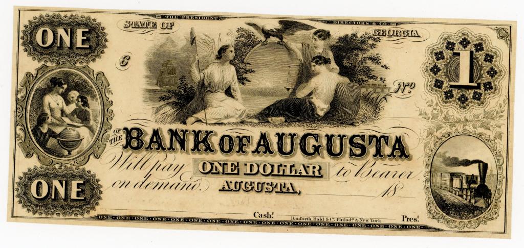 GEORGIA, BANK OF AUGUSTA $1 DOLLAR NOTE (1 of 2)