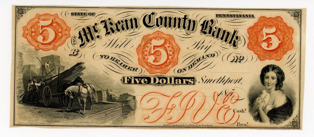 PENNSYLVANIA, SMETHPORT. $5 DOLLAR BANK NOTE (1 of 1)